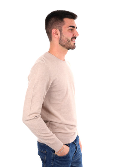 Gianni lupo girocoll maglia da uomo camel