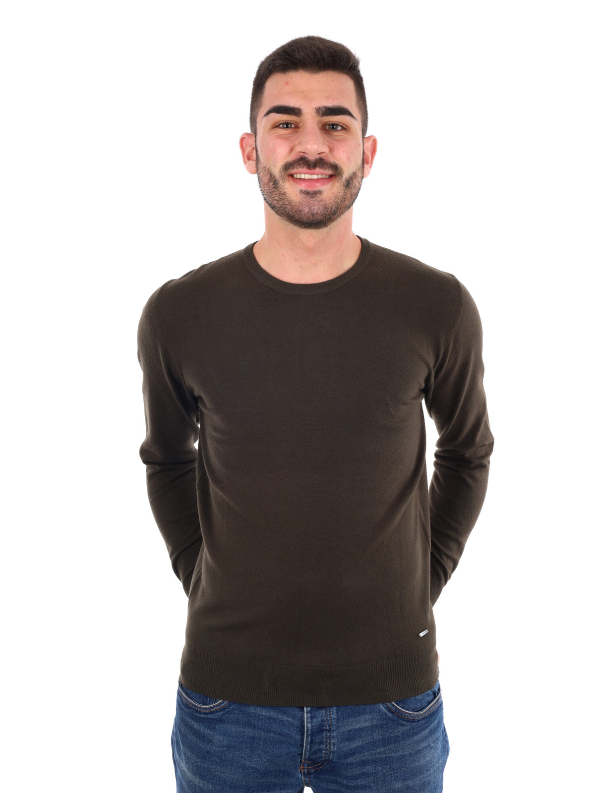 Gianni lupo girocoll maglia da uomo verde militare