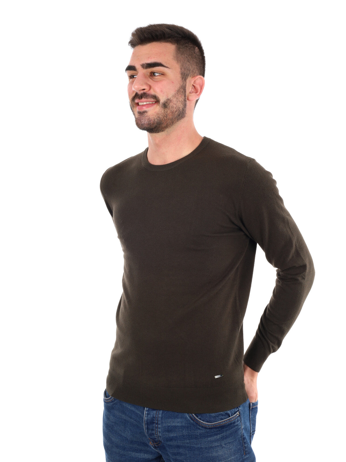 Gianni lupo girocoll maglia da uomo verde militare