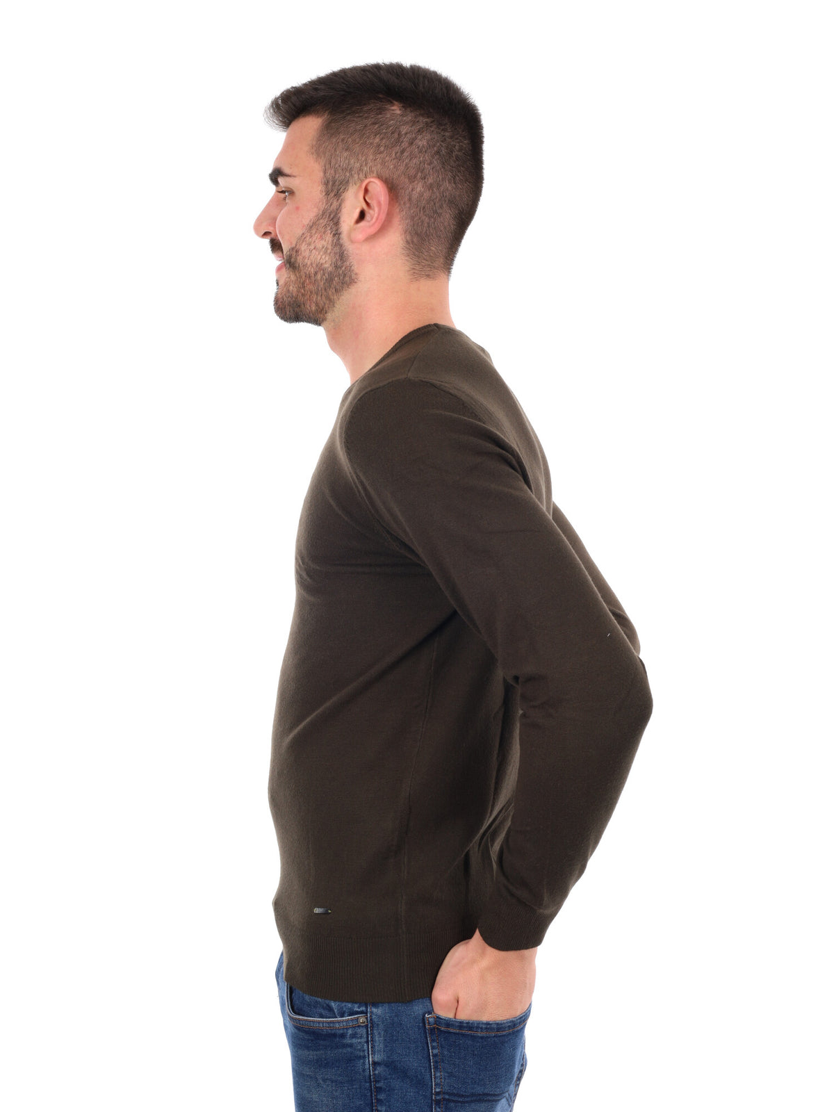 Gianni lupo girocoll maglia da uomo verde militare