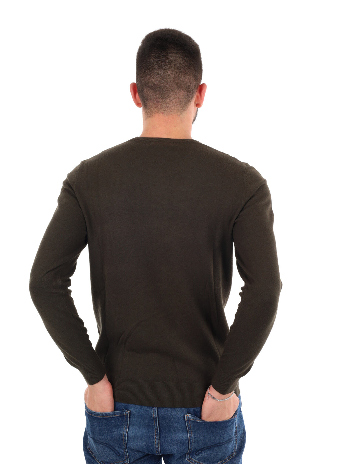 Gianni lupo girocoll maglia da uomo verde militare