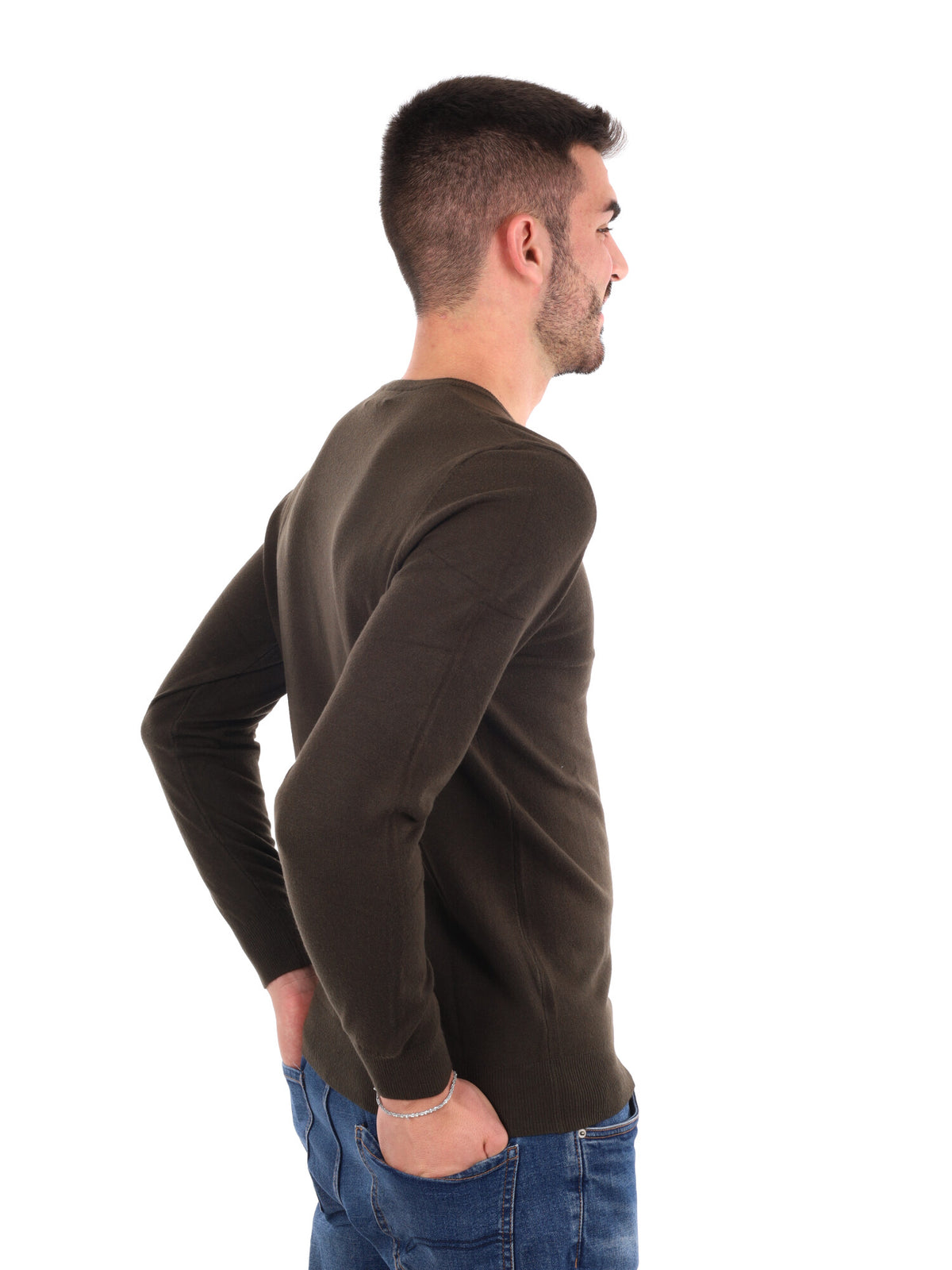 Gianni lupo girocoll maglia da uomo verde militare