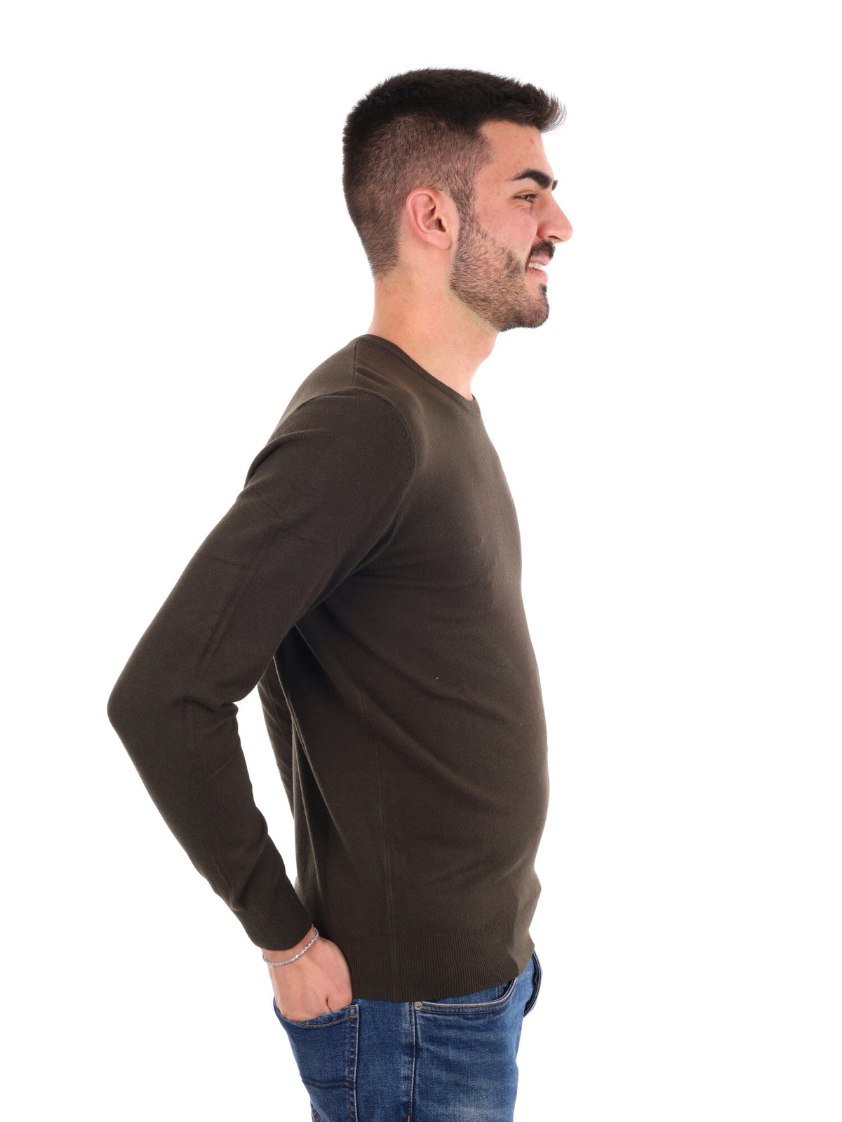 Gianni lupo girocoll maglia da uomo verde militare