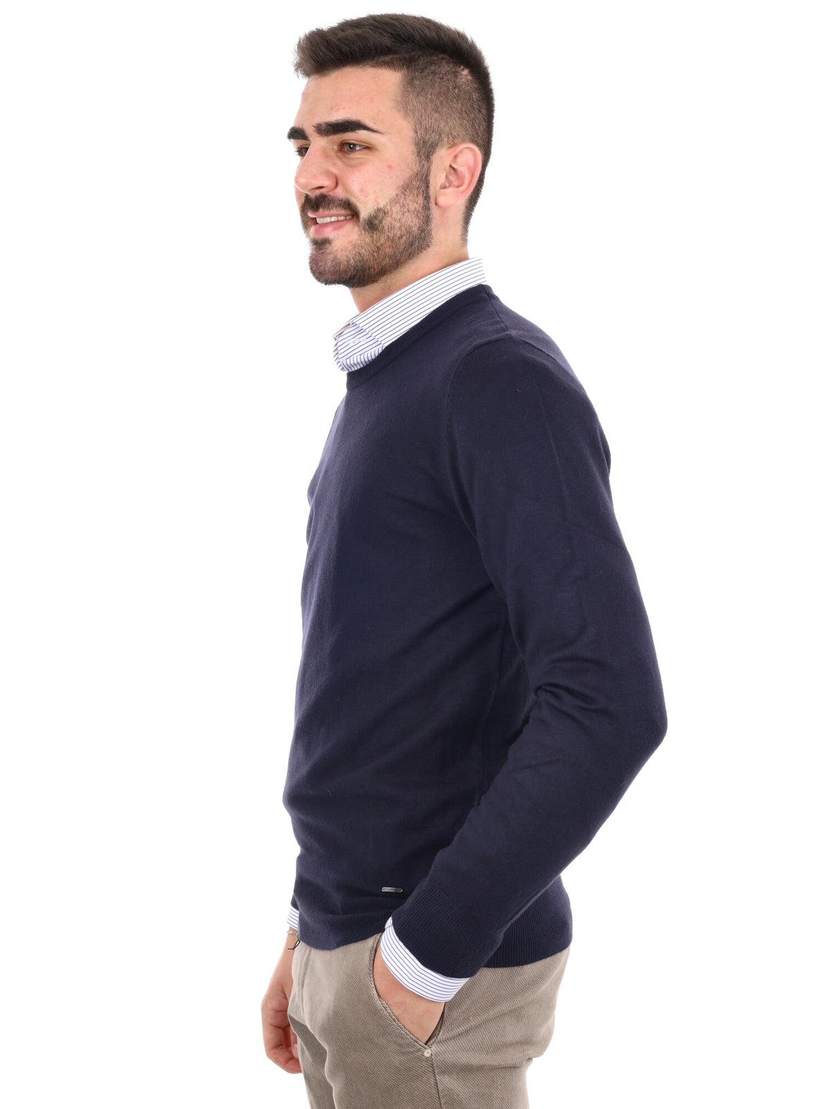 Gianni lupo girocoll maglia da uomo blu