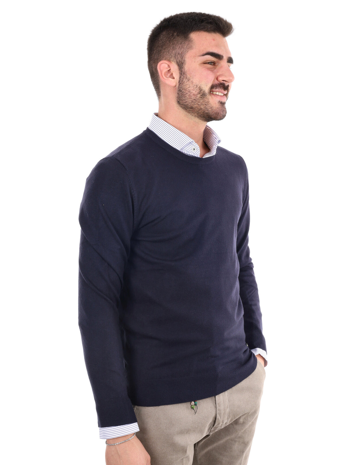 Gianni lupo girocoll maglia da uomo blu