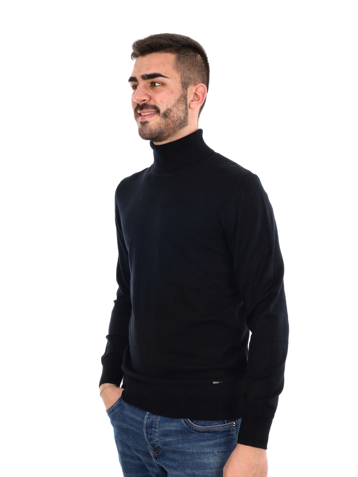 Gianni lupo dolcevit maglia da uomo nero