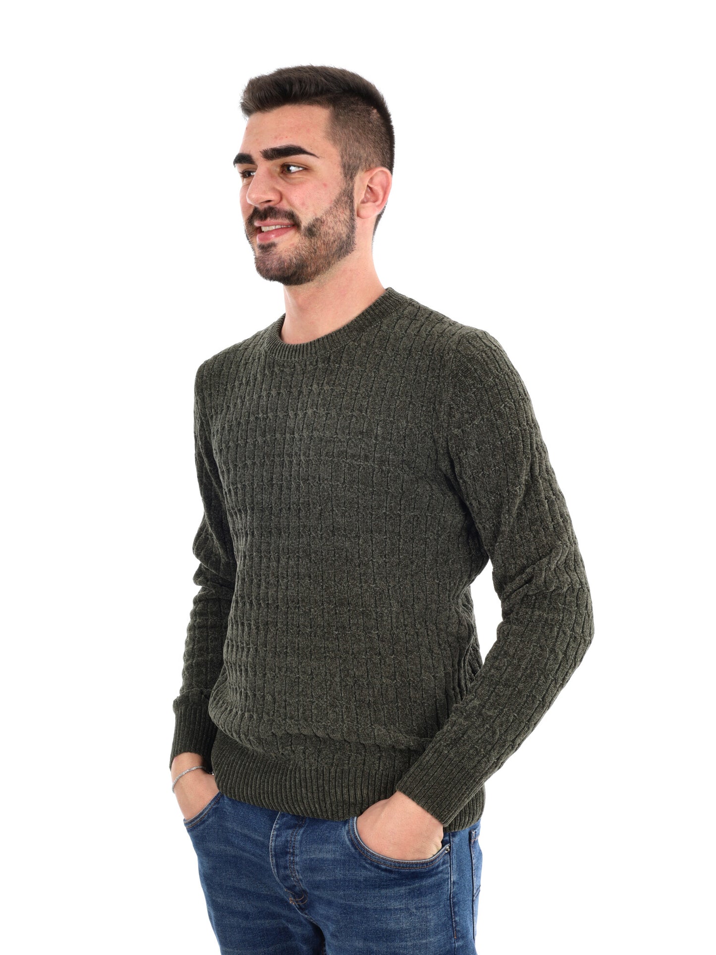 MAGLIONE GIROCOLLO GIANNI LUPO DA UOMO VERDE MILITARE
