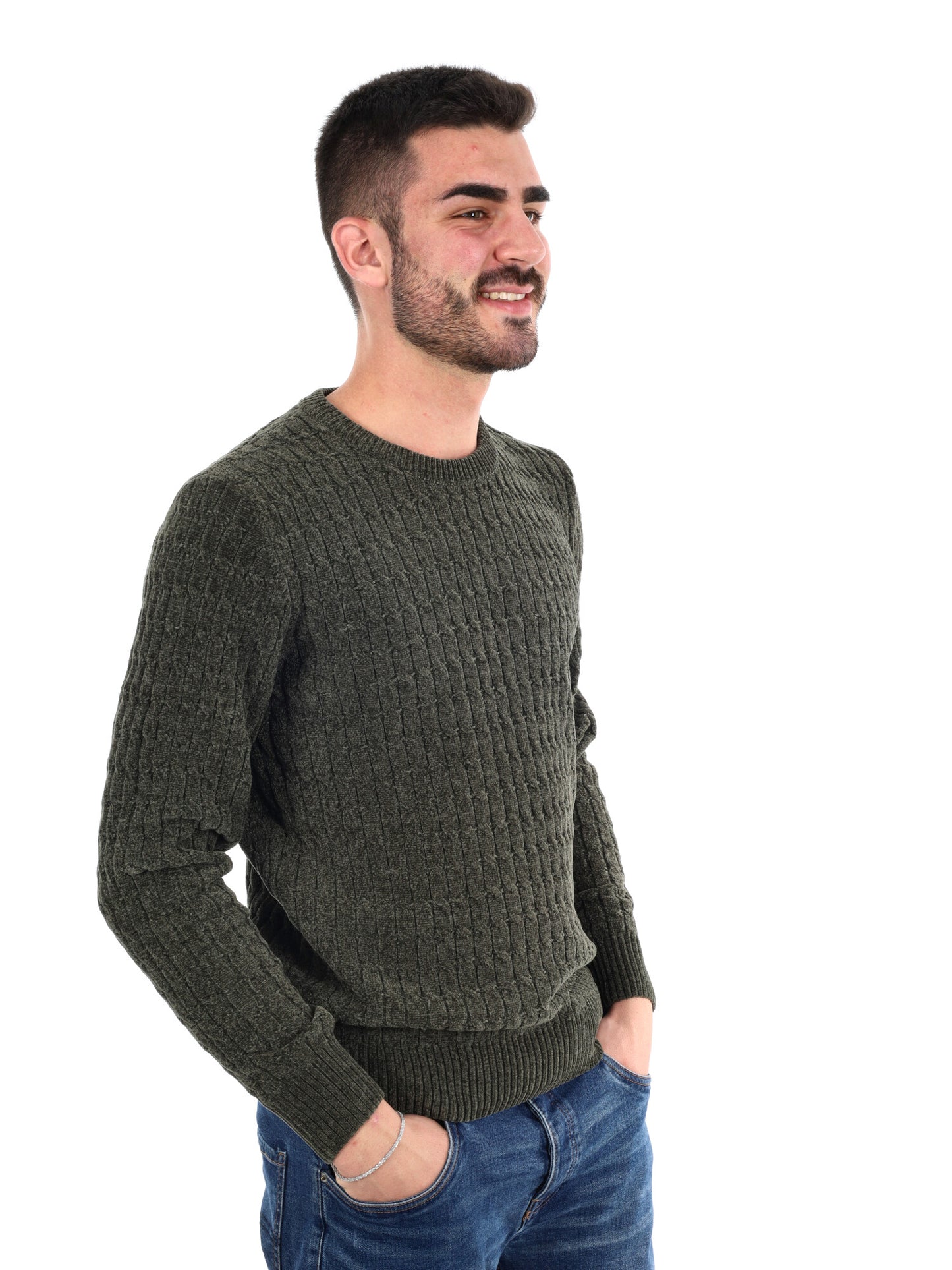 MAGLIONE GIROCOLLO GIANNI LUPO DA UOMO VERDE MILITARE