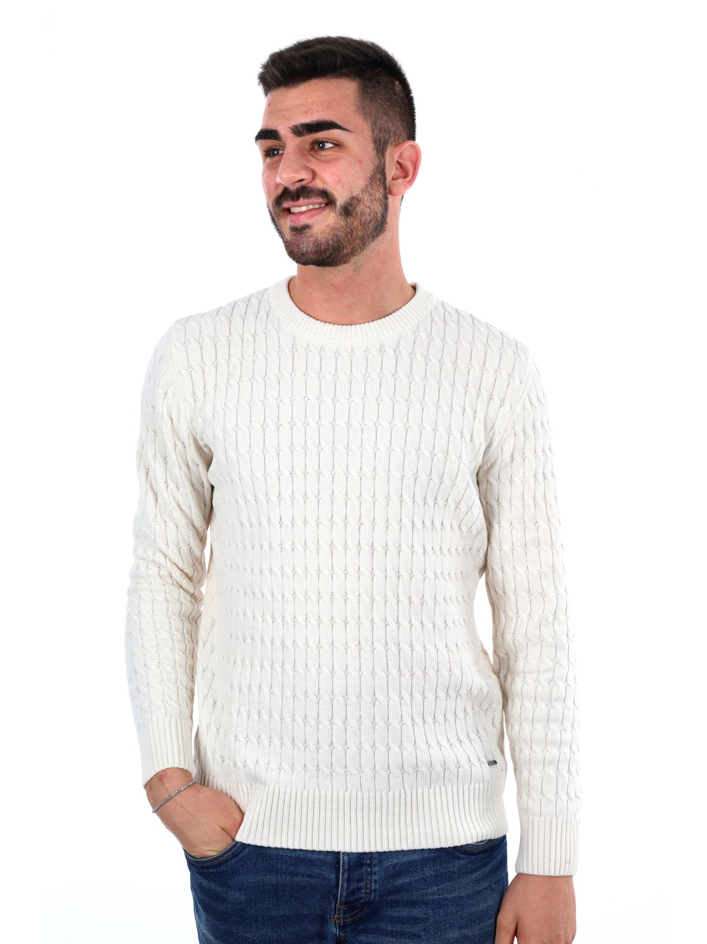 MAGLIONE GIROCOLLO GIANNI LUPO DA UOMO BIANCO