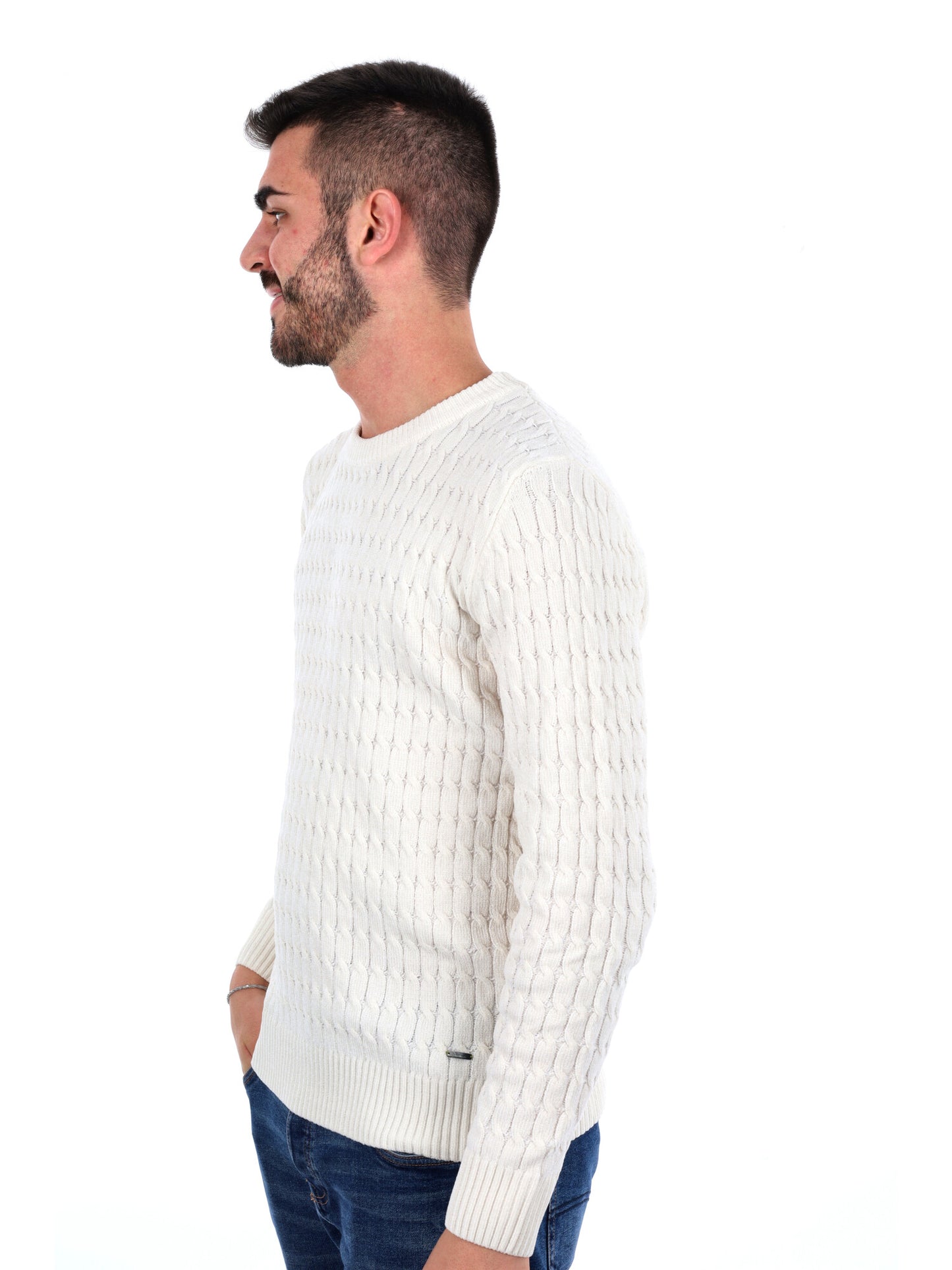 MAGLIONE GIROCOLLO GIANNI LUPO DA UOMO BIANCO