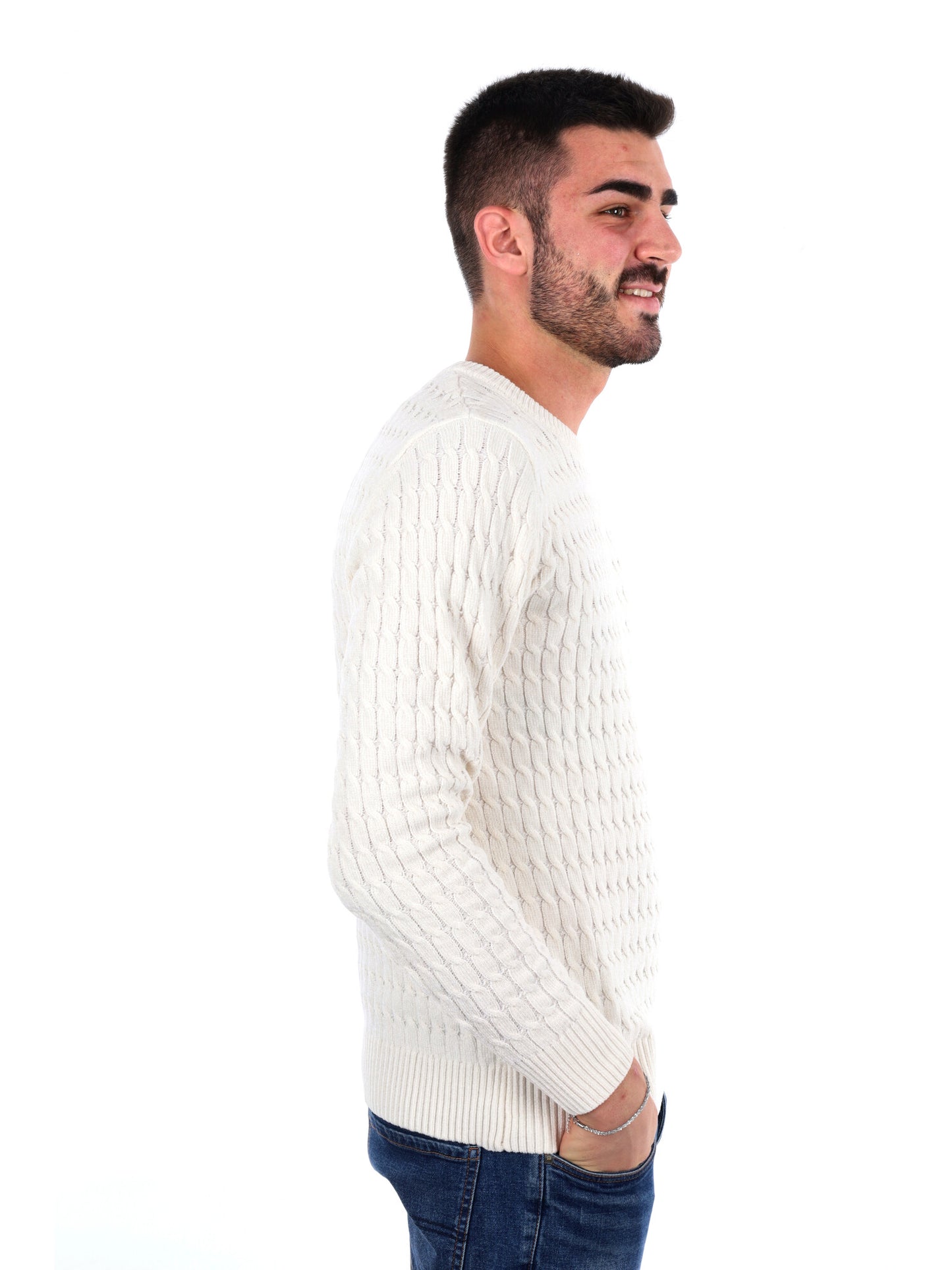 MAGLIONE GIROCOLLO GIANNI LUPO DA UOMO BIANCO