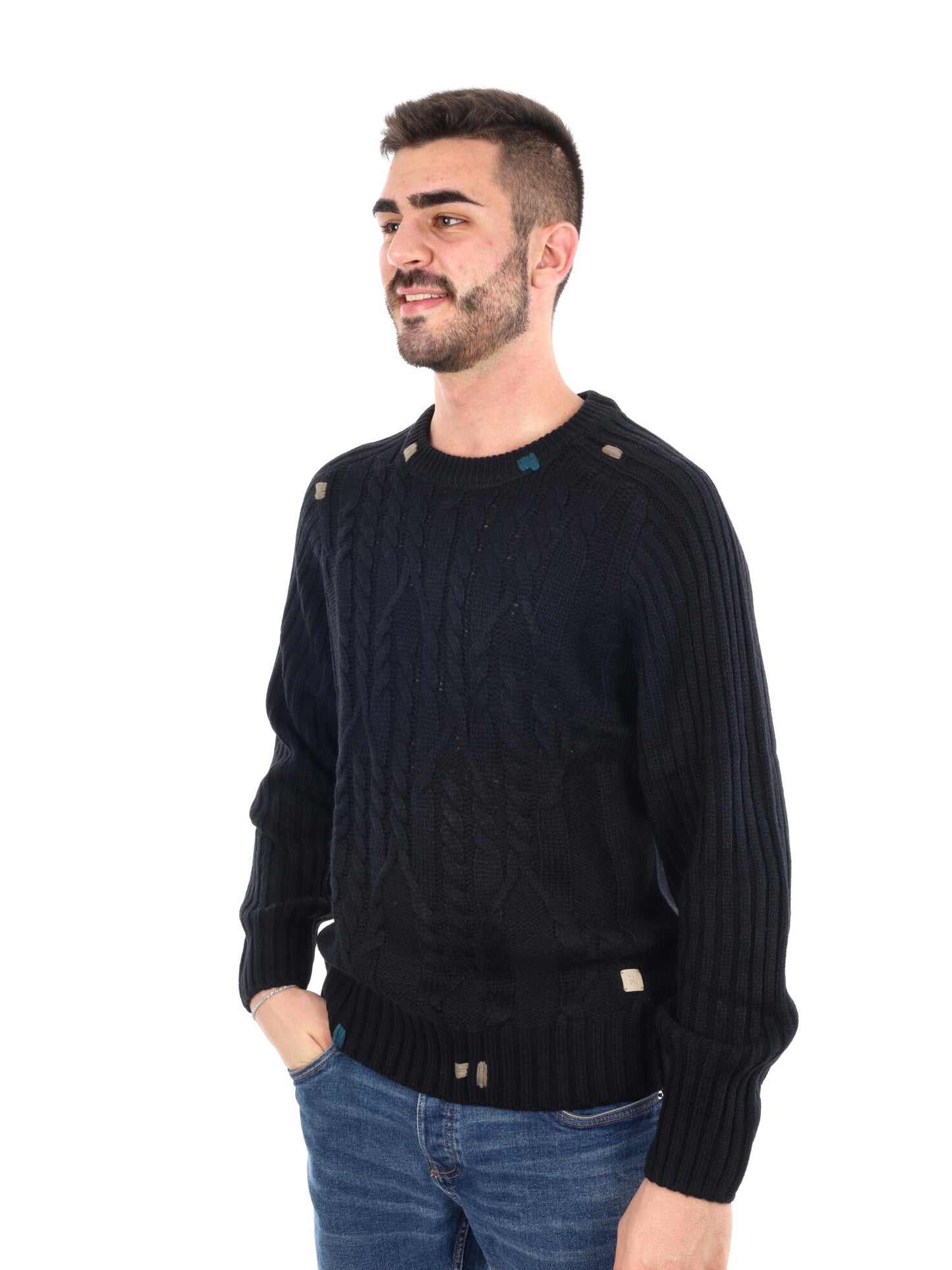 MAGLIOENE GIROCOLLO GIANNI LUPO DA UOMO NERO