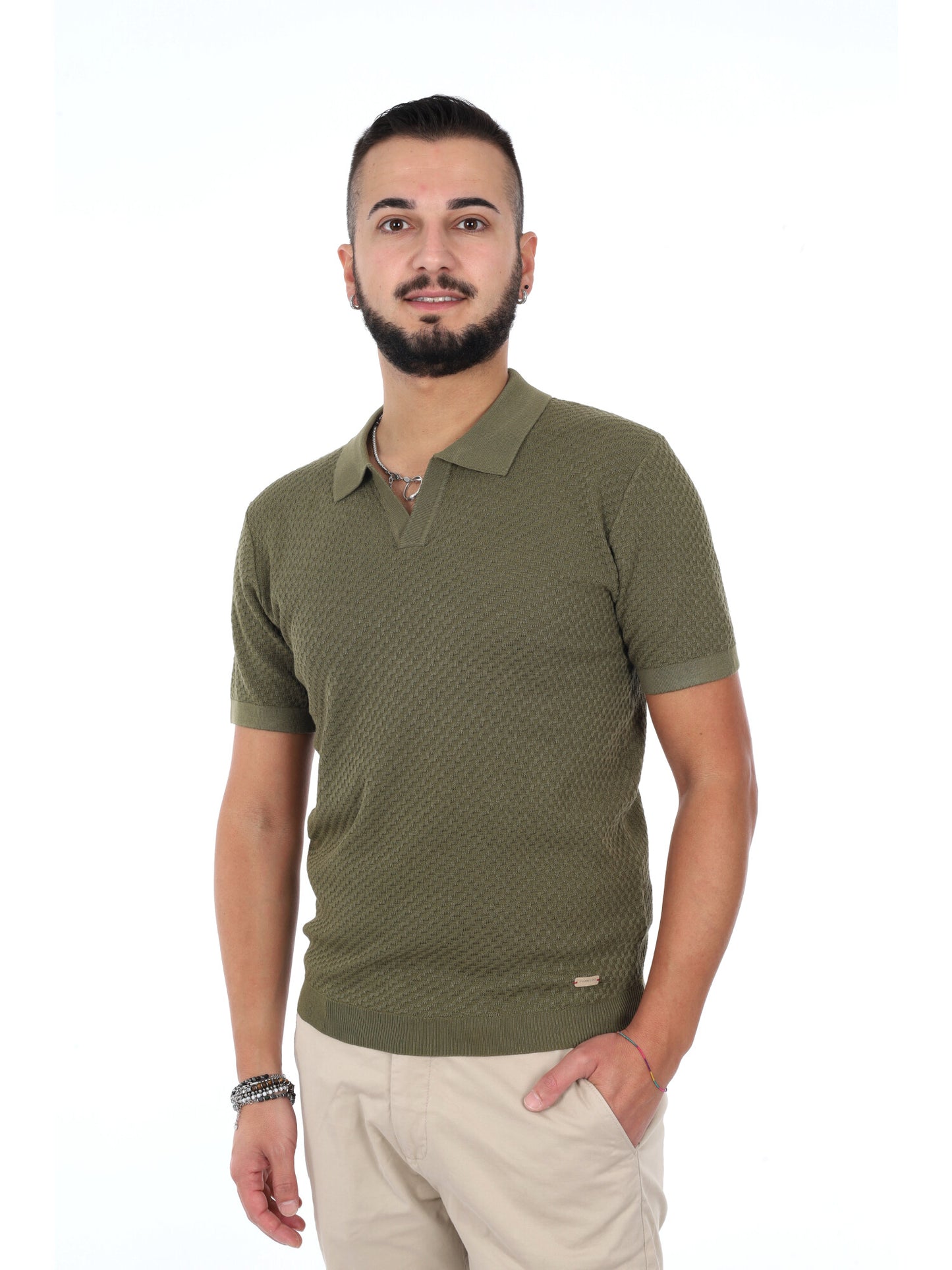 Polo in maglia casual verde da uomo Gianni Lupo
