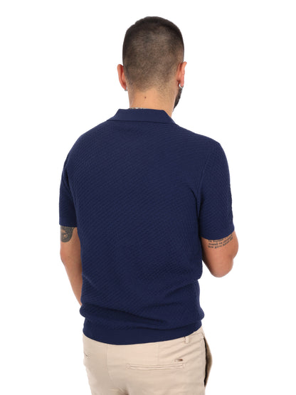 Polo Gianni Lupo in maglia blu da uomo con scollo a V