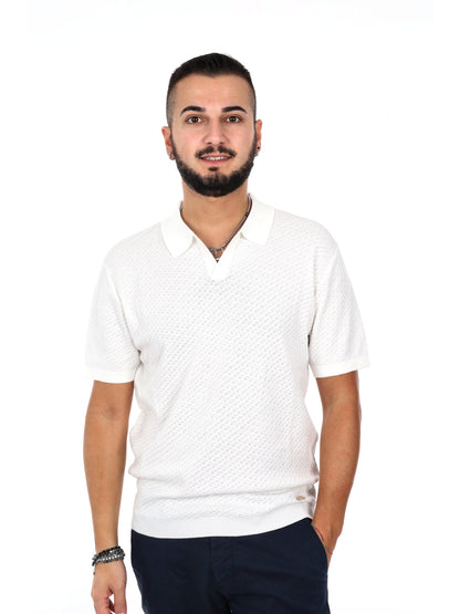 Gianni Lupo polo in maglia bianca da uomo per il tempo libero