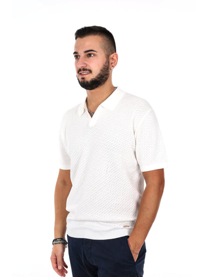 Gianni Lupo polo in maglia bianca da uomo per il tempo libero