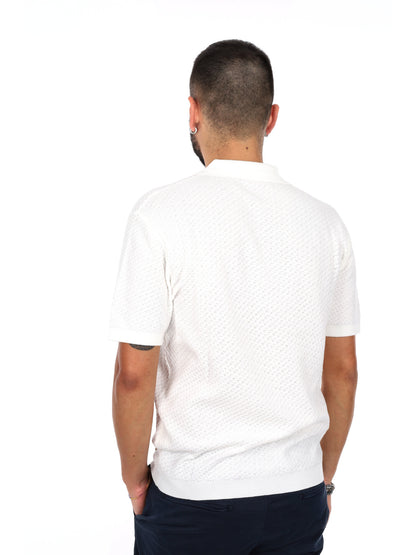 Gianni Lupo polo in maglia bianca da uomo per il tempo libero