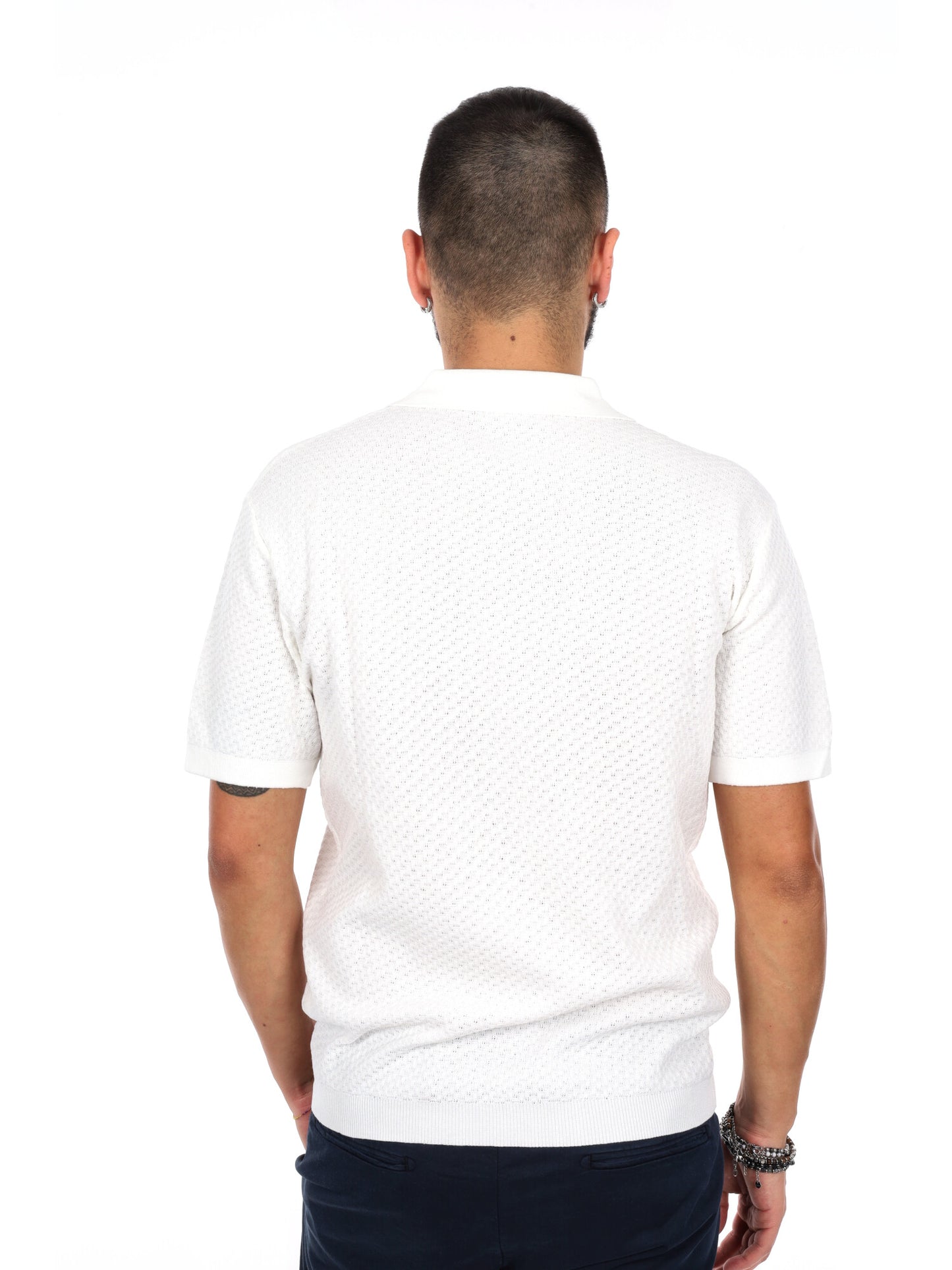 Gianni Lupo polo in maglia bianca da uomo per il tempo libero