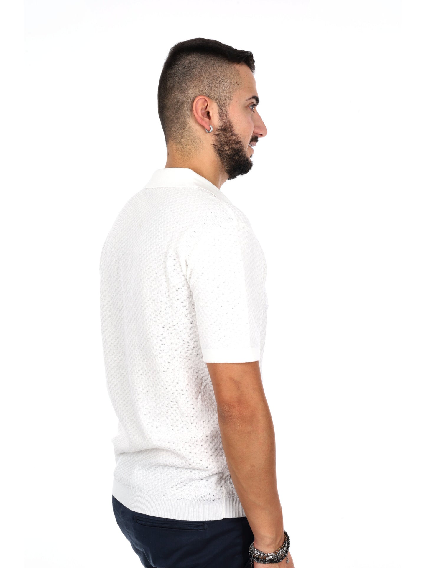 Gianni Lupo polo in maglia bianca da uomo per il tempo libero