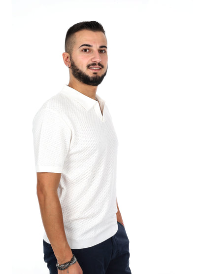 Gianni Lupo polo in maglia bianca da uomo per il tempo libero