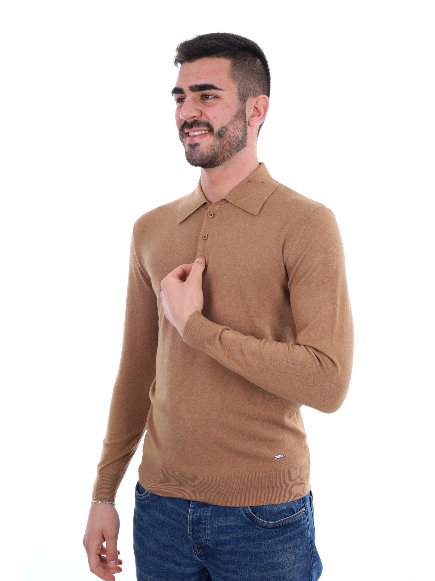 POLO MANICA LUNGA GIANNI LUPO DA UOMO BISCOTTO