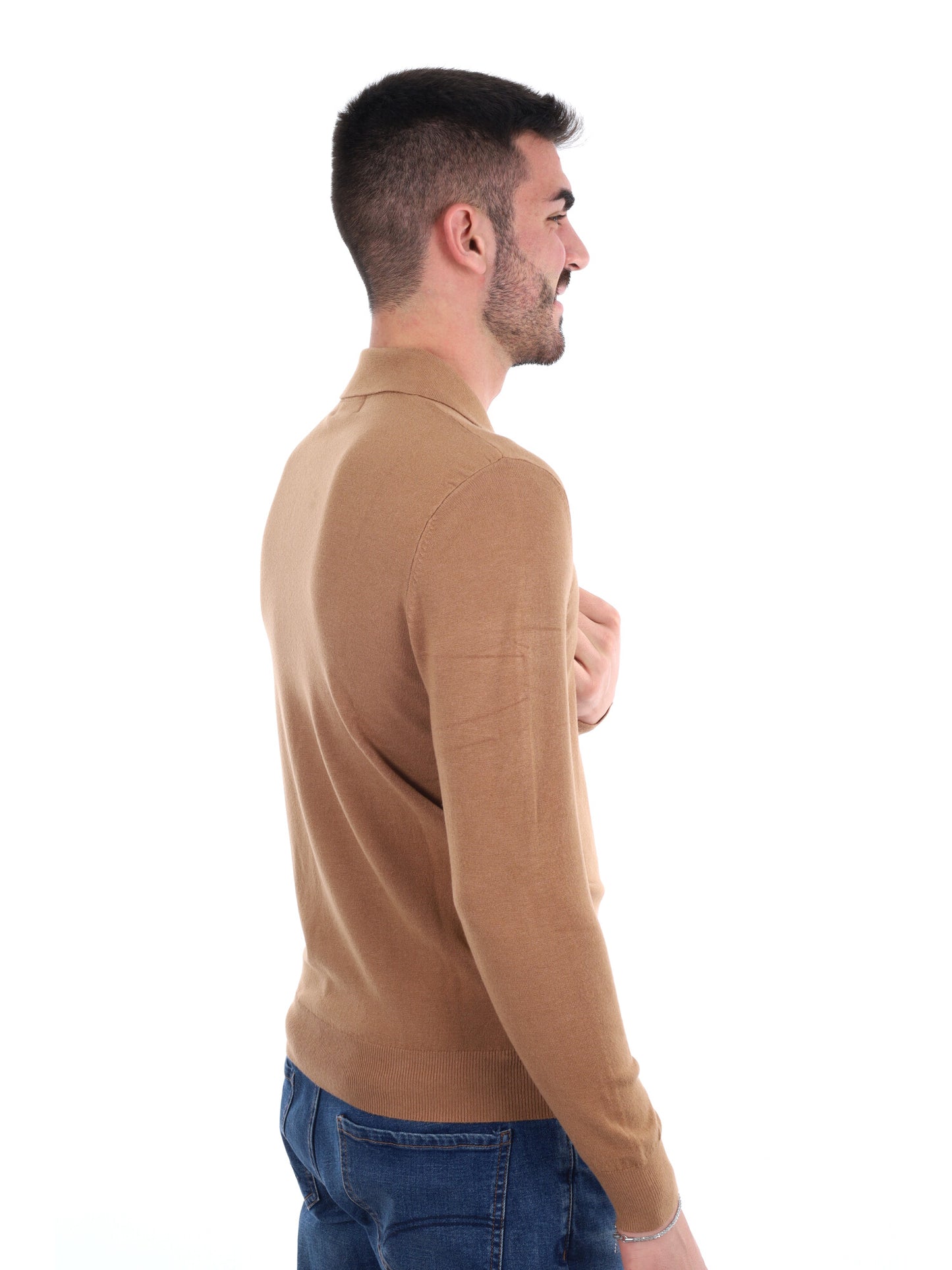 POLO MANICA LUNGA GIANNI LUPO DA UOMO BISCOTTO