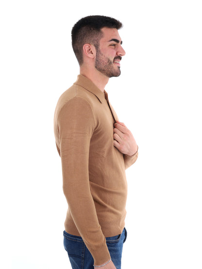 POLO MANICA LUNGA GIANNI LUPO DA UOMO BISCOTTO