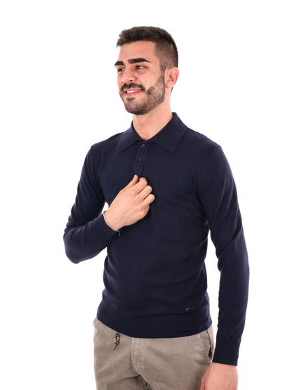 GIANNI LUPO POLO MANICA LUNGA DA UOMO BLU