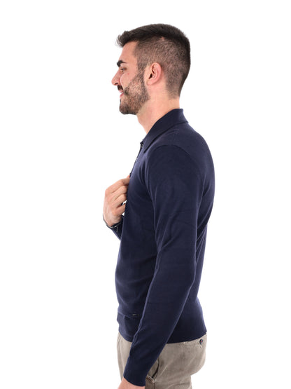GIANNI LUPO POLO MANICA LUNGA DA UOMO BLU