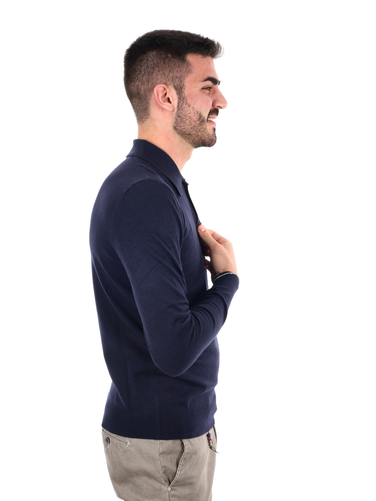 GIANNI LUPO POLO MANICA LUNGA DA UOMO BLU