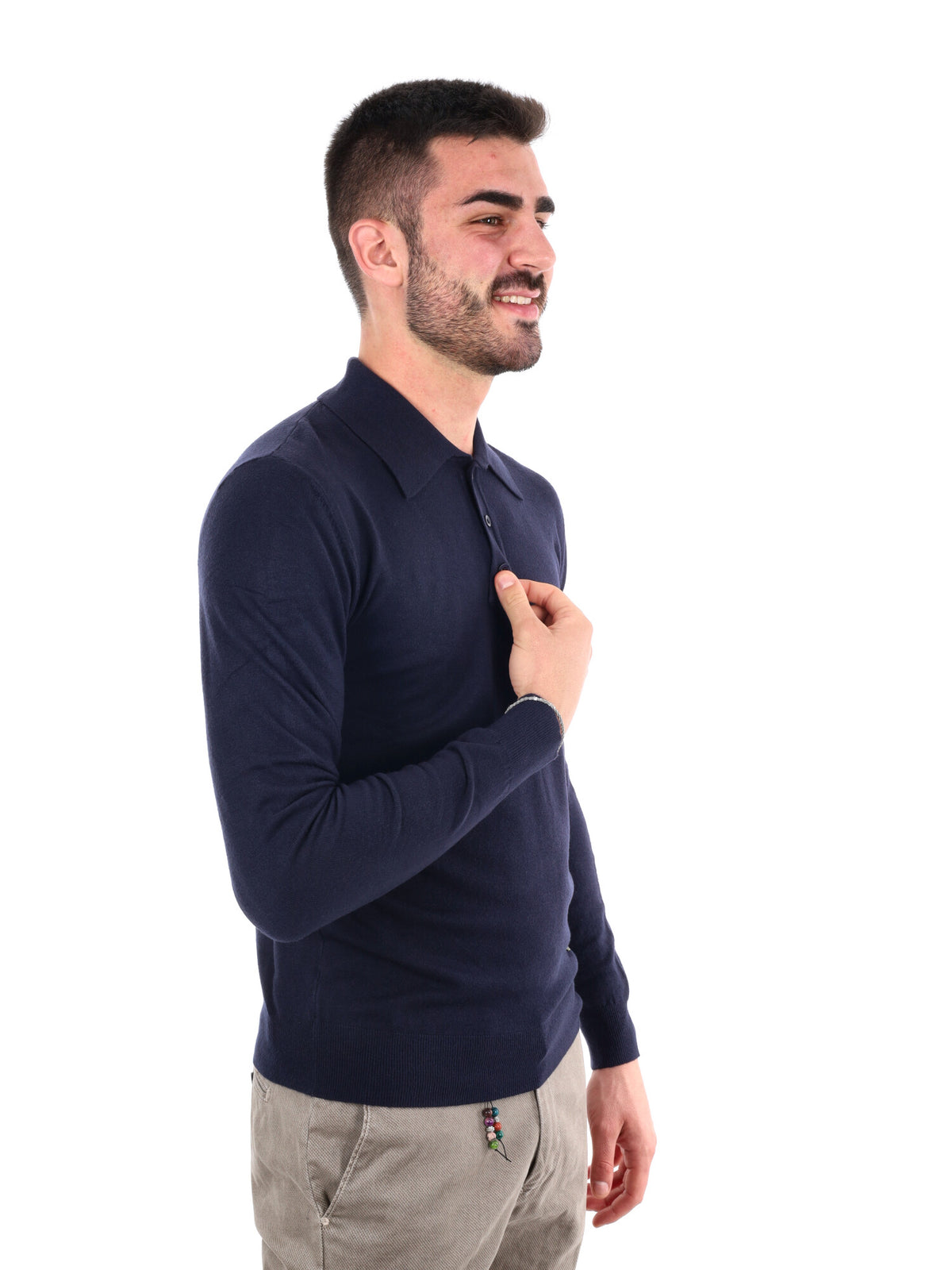 GIANNI LUPO POLO MANICA LUNGA DA UOMO BLU