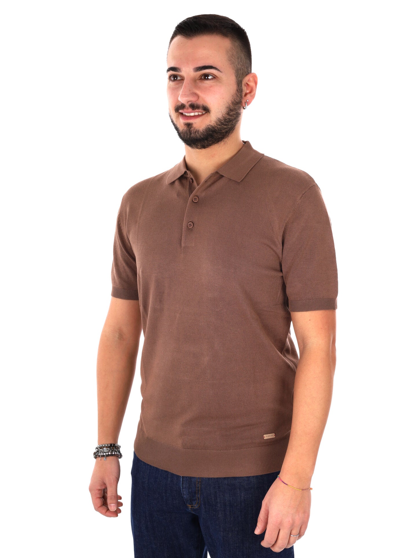 Gianni Lupo polo maniche corte da uomo color tabacco slim fit
