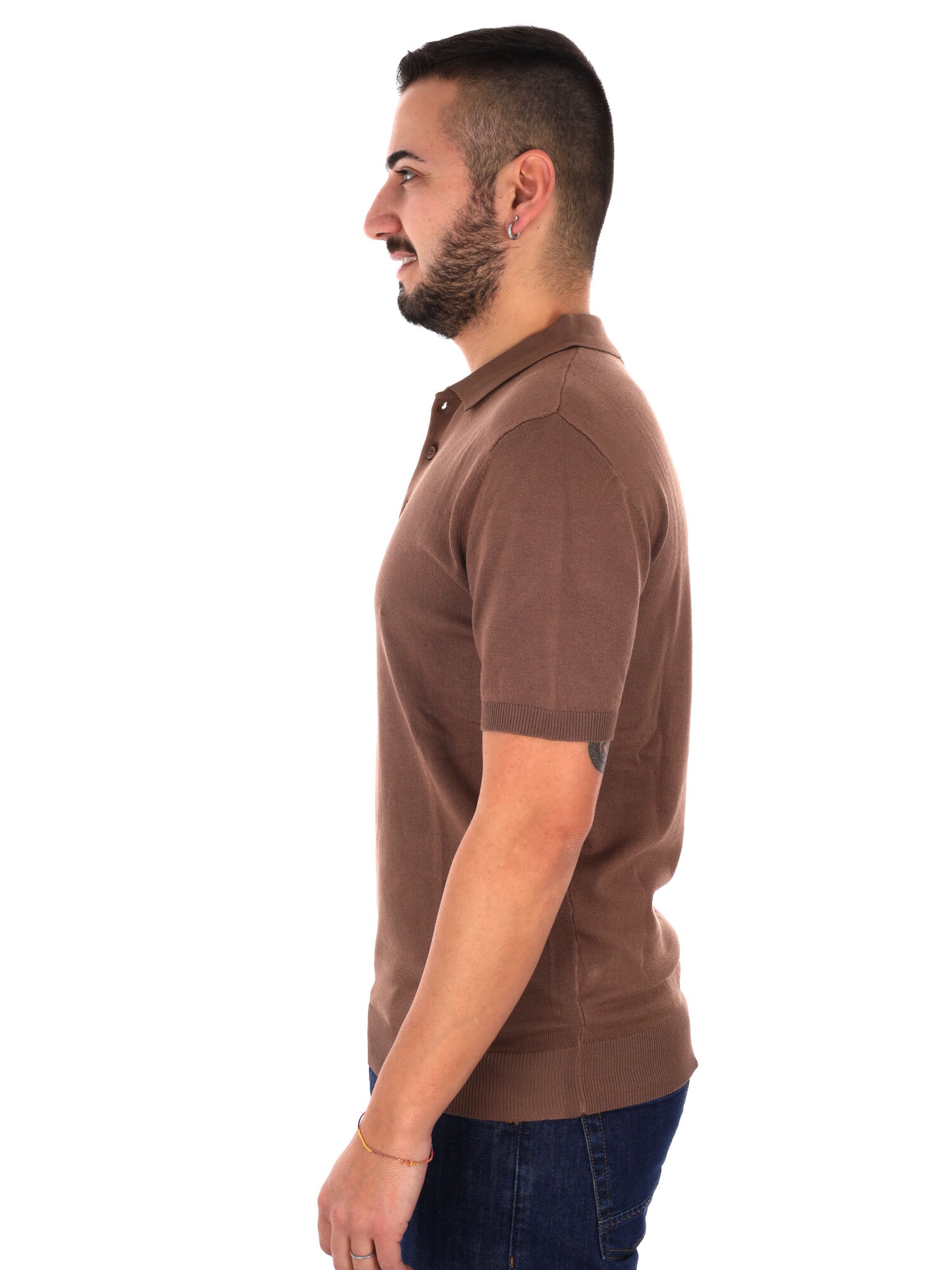 Gianni Lupo polo maniche corte da uomo color tabacco slim fit
