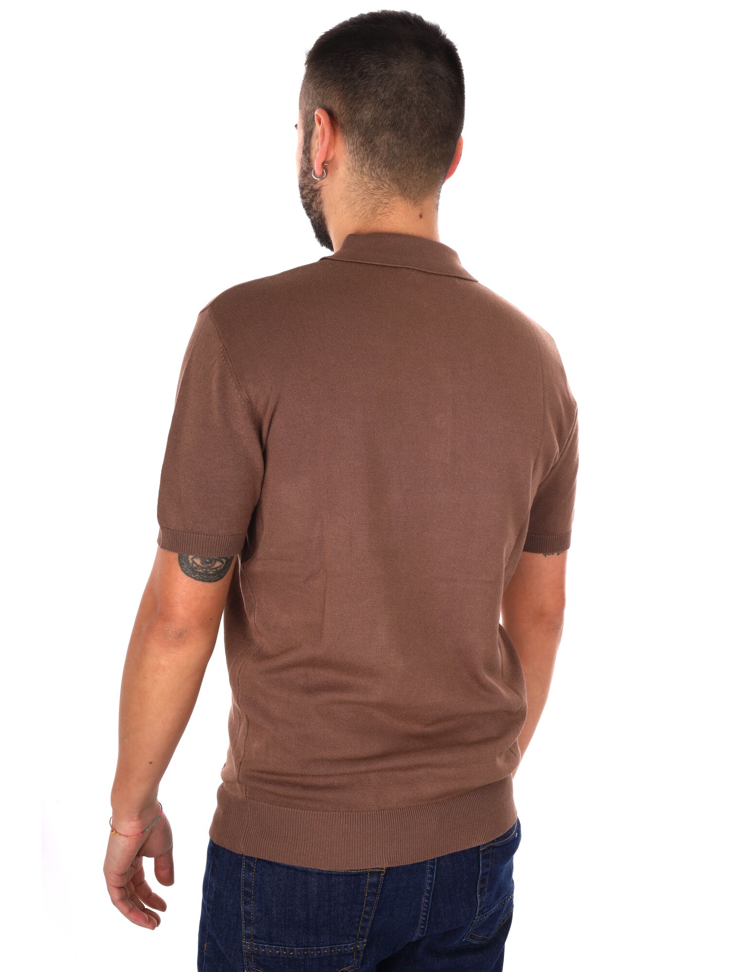 Gianni Lupo polo maniche corte da uomo color tabacco slim fit