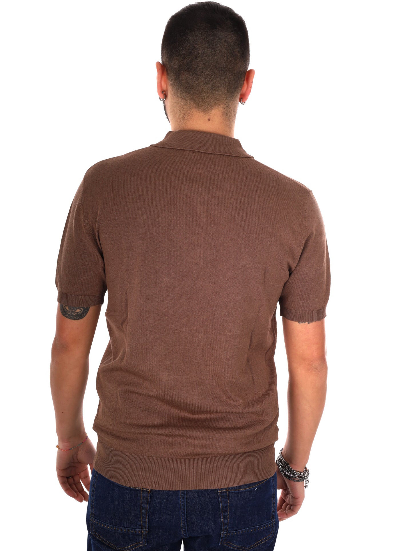 Gianni Lupo polo maniche corte da uomo color tabacco slim fit