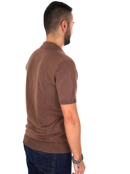 Gianni Lupo polo maniche corte da uomo color tabacco slim fit