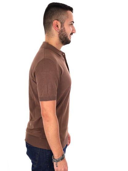 Gianni Lupo polo maniche corte da uomo color tabacco slim fit