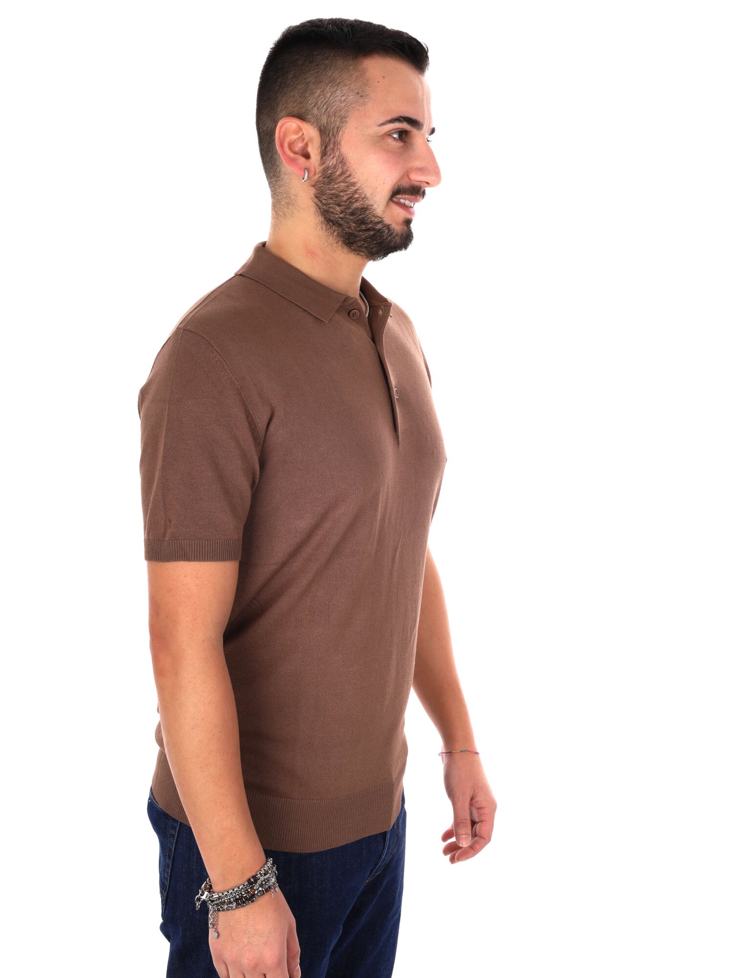 Gianni Lupo polo maniche corte da uomo color tabacco slim fit