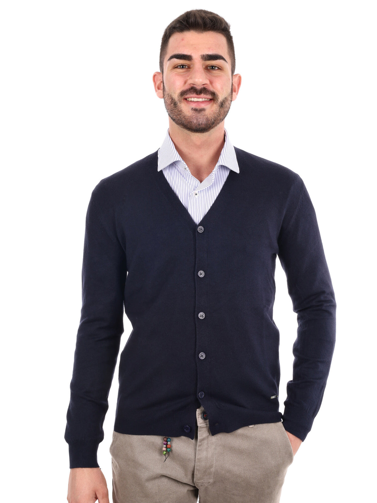 Gianni lupo cardigan maglia da uomo blu