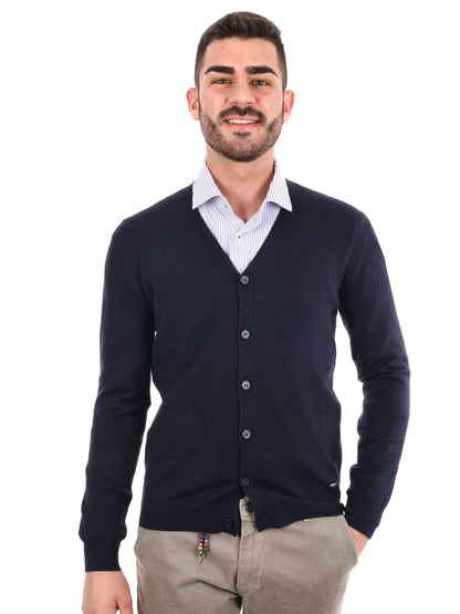 Gianni lupo cardigan maglia da uomo blu