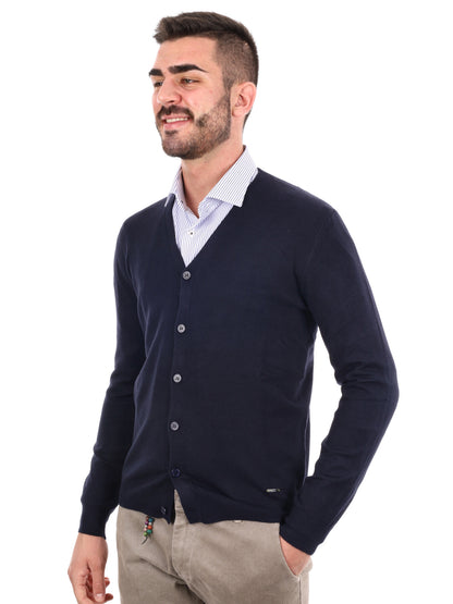 Gianni lupo cardigan maglia da uomo blu