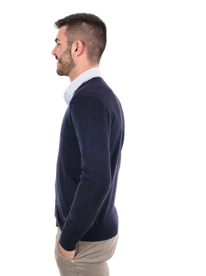 Gianni lupo cardigan maglia da uomo blu