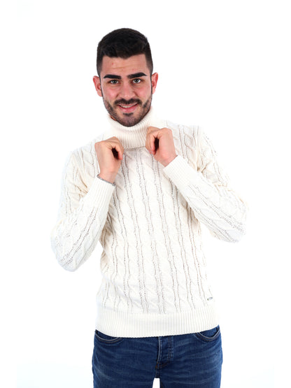 MAGLIONE CON COLLO DOLCEVITA GIANNI LUPO DA UOMO BIANCO