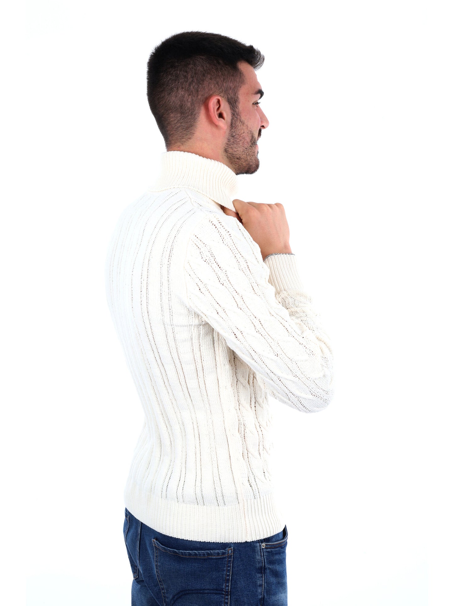 MAGLIONE CON COLLO DOLCEVITA GIANNI LUPO DA UOMO BIANCO