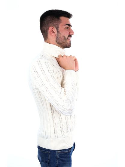 MAGLIONE CON COLLO DOLCEVITA GIANNI LUPO DA UOMO BIANCO