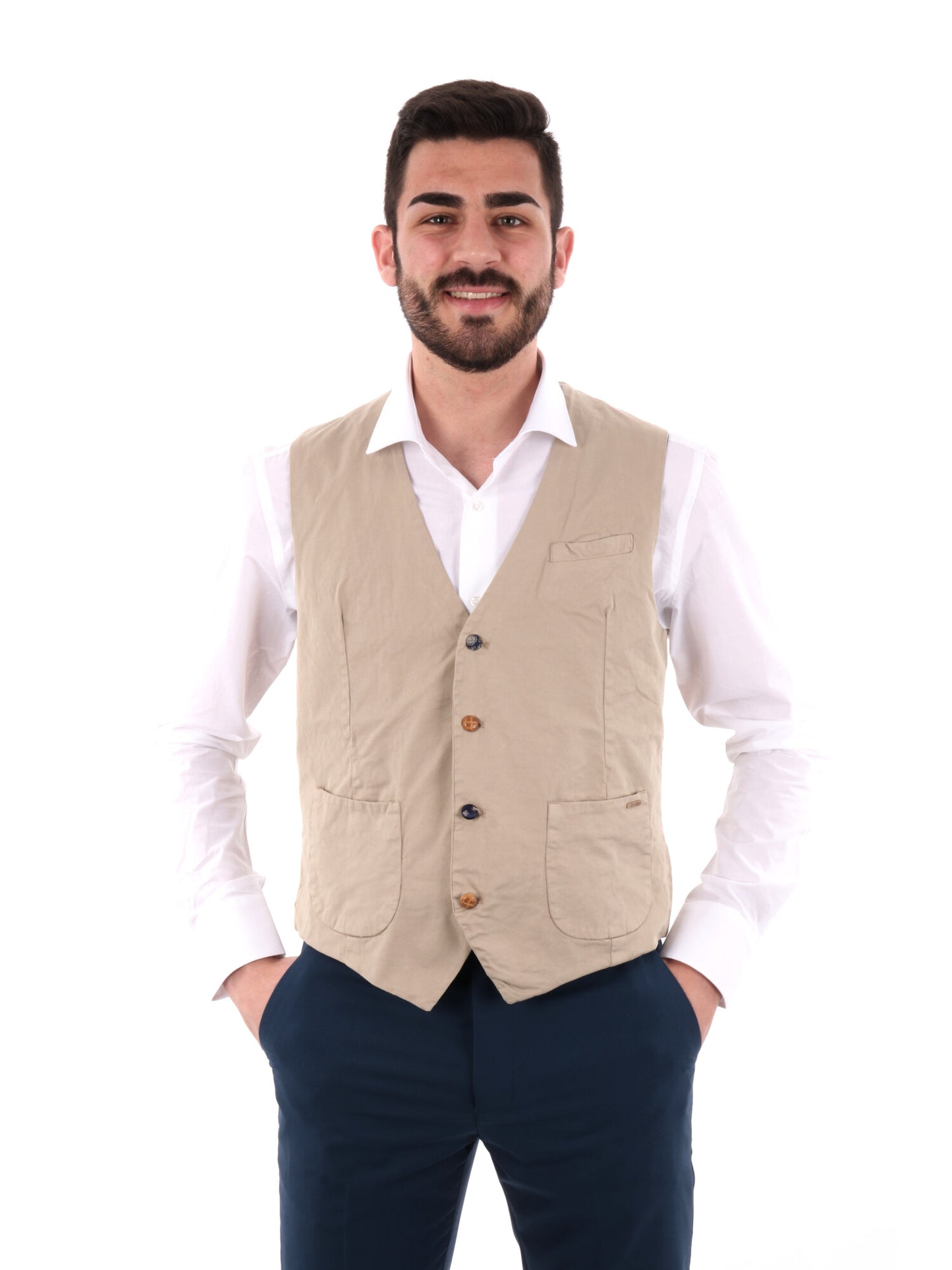 Gianni Lupo gilet casual da uomo beige