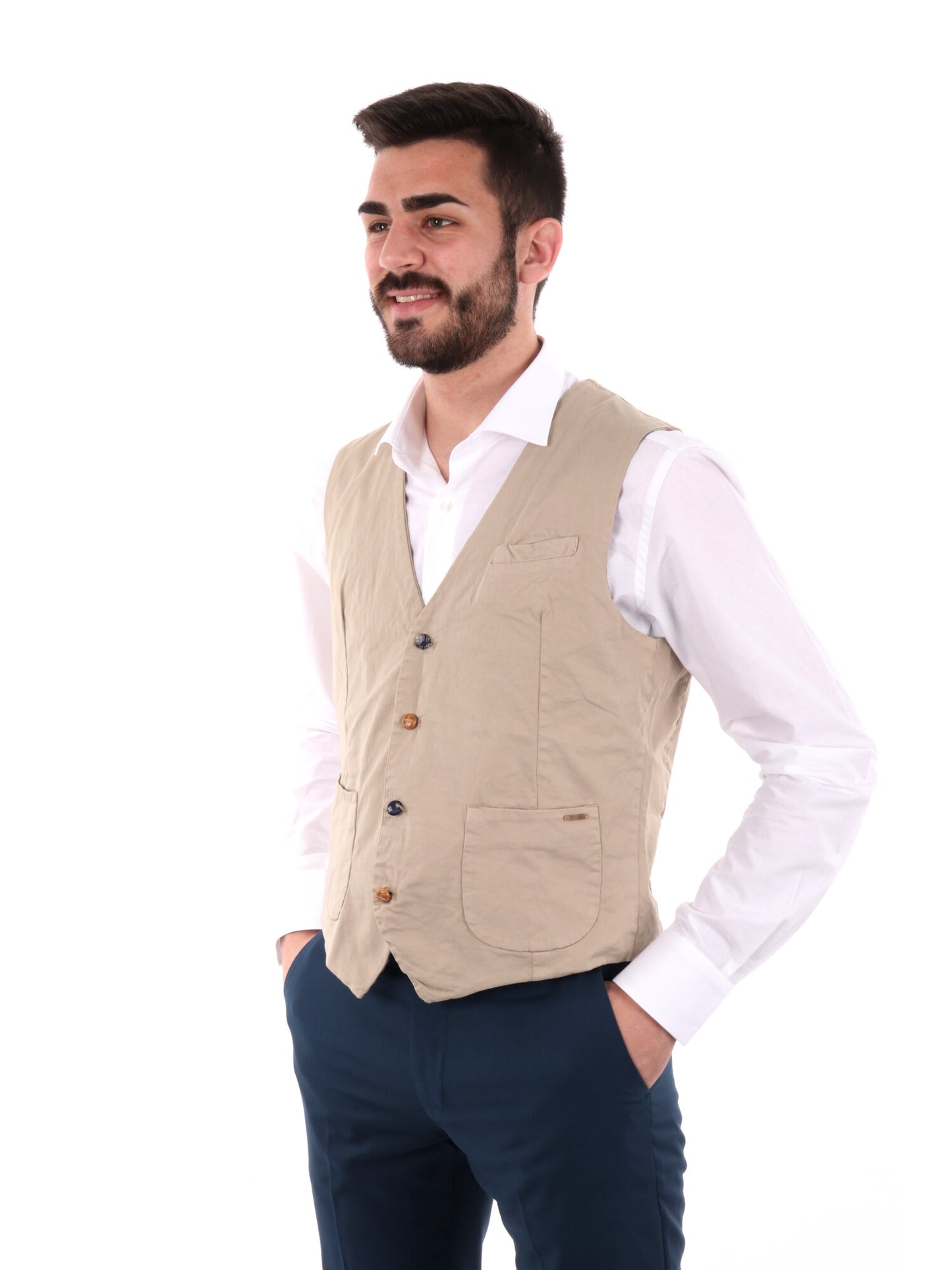 Gianni Lupo gilet casual da uomo beige