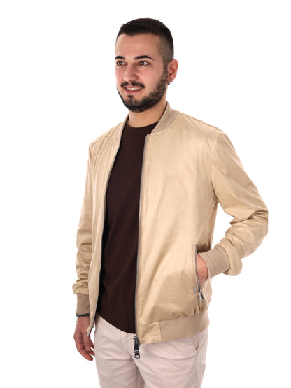 Giubbino bomber scamosciato Gianni Lupo da uomo beige