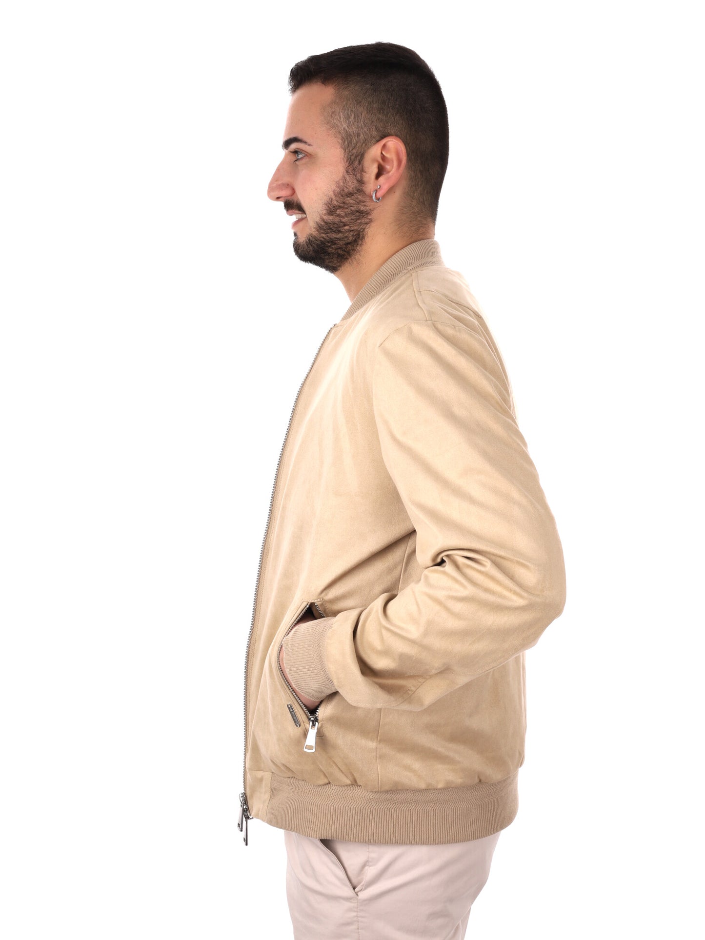 Giubbino bomber scamosciato Gianni Lupo da uomo beige