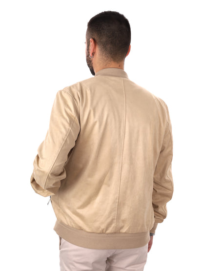 Giubbino bomber scamosciato Gianni Lupo da uomo beige